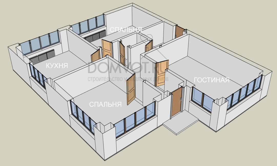 Продажа домов из кирпича. Построенные дома в Краснодаре купить недорого проект Проект готового одноэтажного дома Вирджин Хаус в Краснодаре. Продажа готового кирпичного дома в Краснодаре